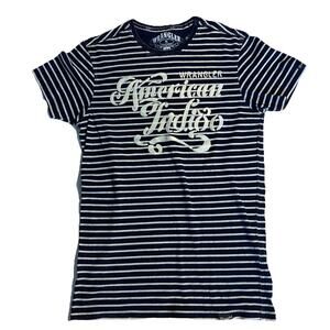 Vintage Wrangler Women's Blue And White American Indigo Size Small.